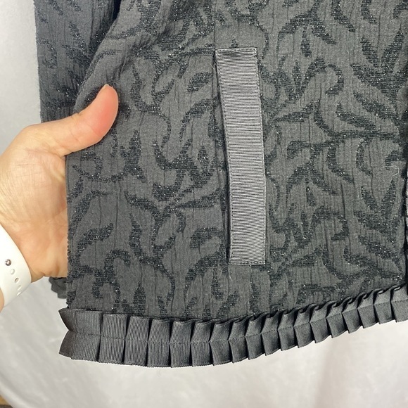 Coldwater Creek Black Brocade Shimmer Embroidered Evening Blazer Jacket - Large - Picture 9 of 13